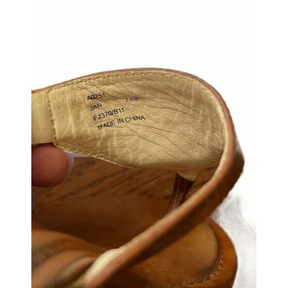 Coach Jan Cork Leather Cork Wedge Sandals Cognac - Picture 11 of 11